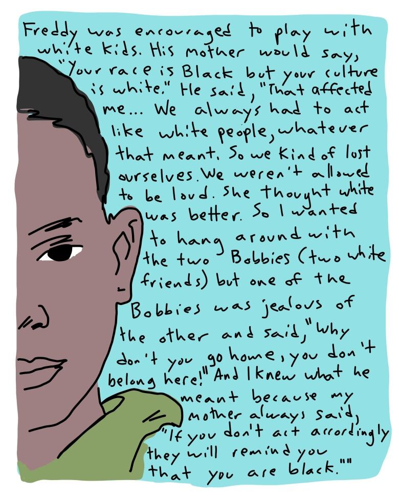 A graphic image of a Black boy. The text reads 