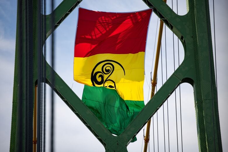 African Nova Scotian flag on bridge supports