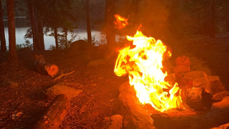 Picture of a large campfire in Ontario