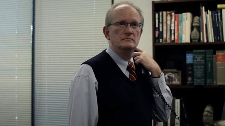 Image shows Fred Sharp, a former lawyer from West Vancouver, was the 'mastermind' behind a 'shadow bank' that brought in hundreds of millions of dollars from offshore accounts into Canada for wealthy clients to use, according to a draft internal CRA report dated December 2018. The image is a screengrab from the short film Look Both Ways by Sharp's son. Sharp acted in it.