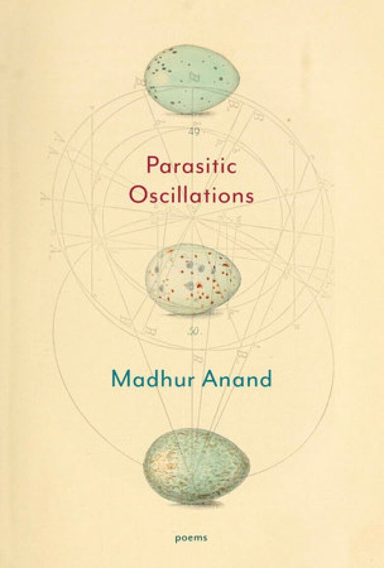 Illustrated book cover with beige background, drawn circles, and 3 eggs. Red and turquoise text overlaid.