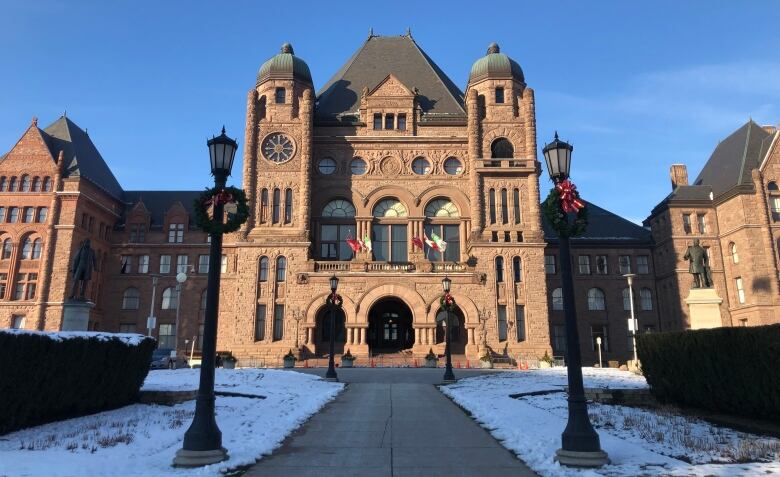 Ontario's Legislature is pictured on a winter day.