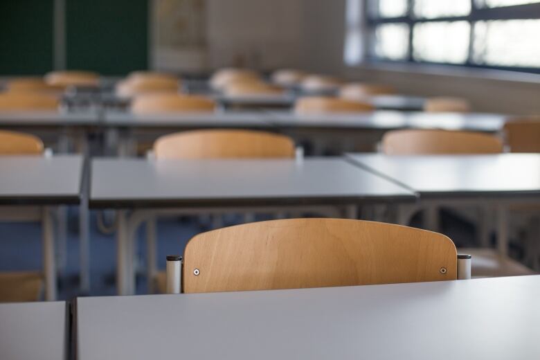 An empty classroom.