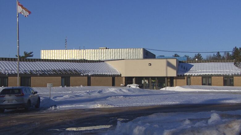 The correctional centre in winter with snow.