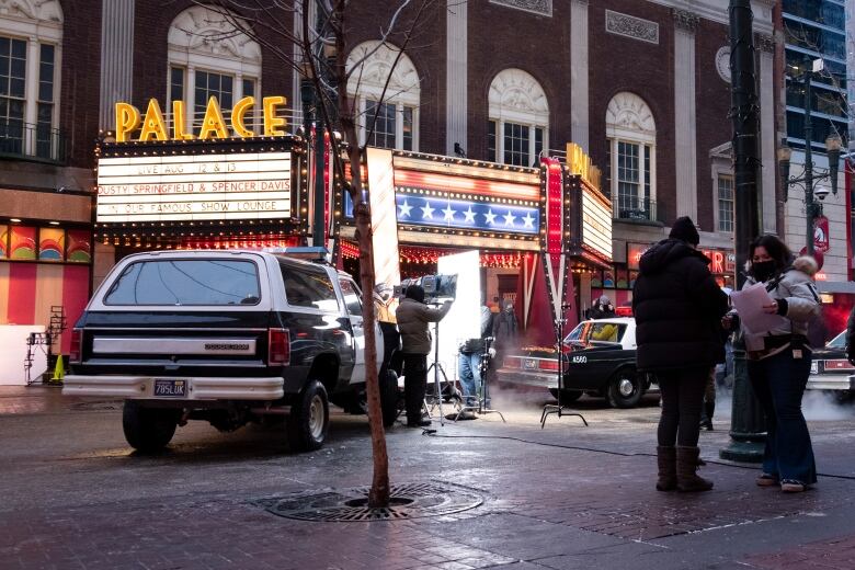 A movie set in an inner-city setting is pictured.