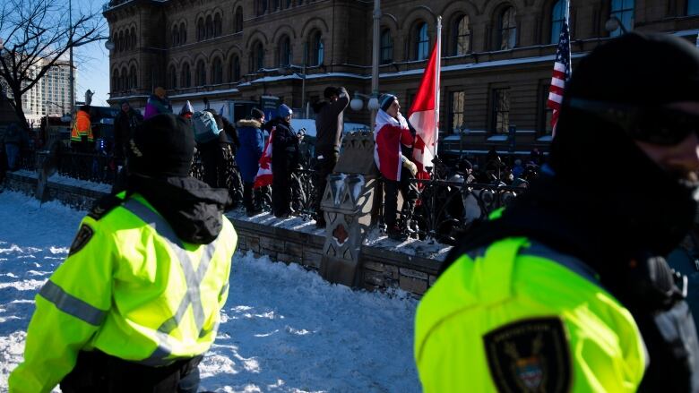 Police at a protest.