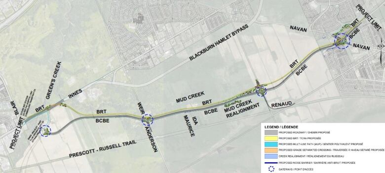 A map of a proposed road extension.