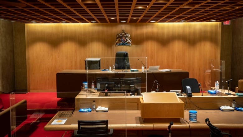 Interior of a courtroom at the B.C. Supreme Court