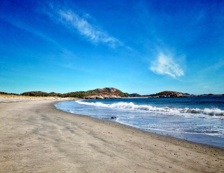 A photo of a Sandy Beach on a sunny March day.