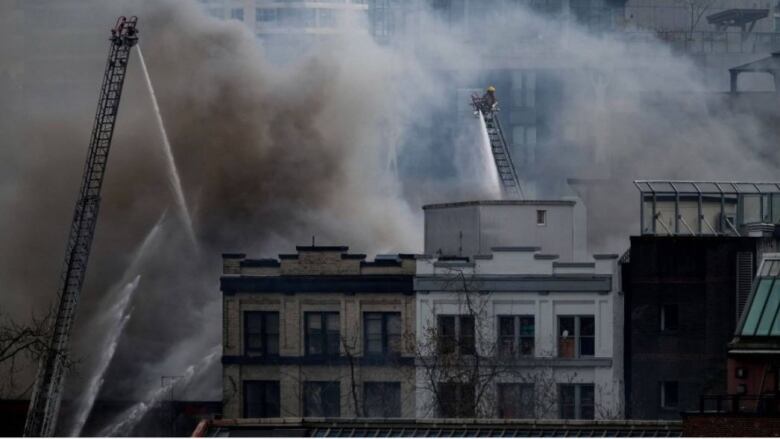 A burned-out hotel.