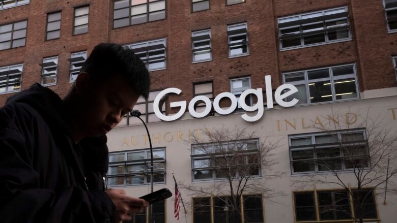 Outside view of a brick building with the Google logo 