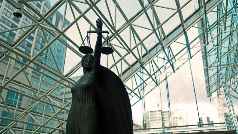 The statue of Themis, Goddess of Justice resides in the atrium of B.C. Supreme Court. 