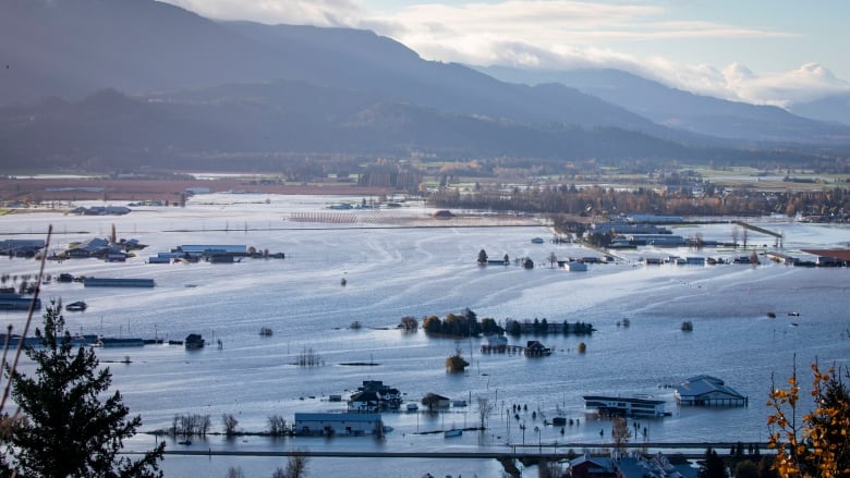 A city is seen completely flooded with water.