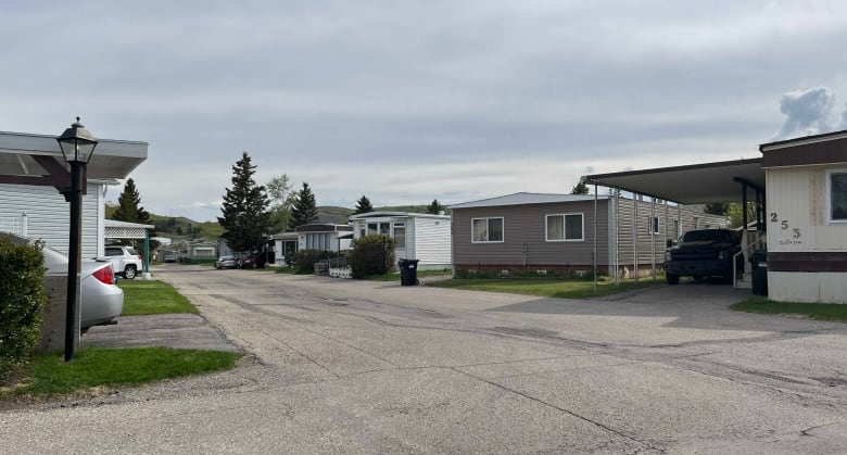 A street in a mobile home park in Calgary