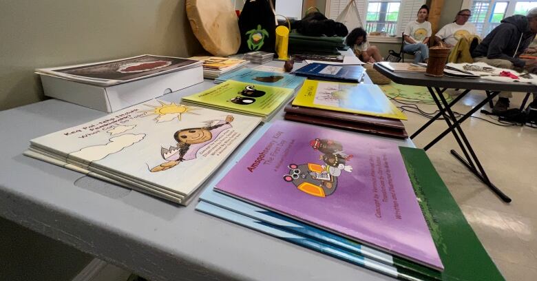 Books on a table