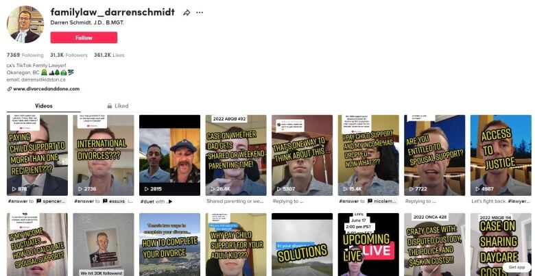 Webpage showing multiple TikTok videos.