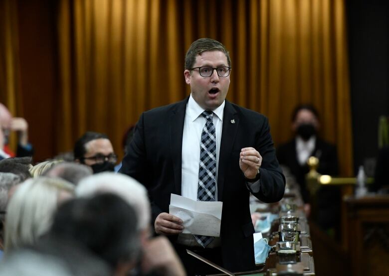 Conservative MP John Nater rises during question period in the House of Commons on Parliament Hill in Ottawa on Wednesday, May 11, 2022.