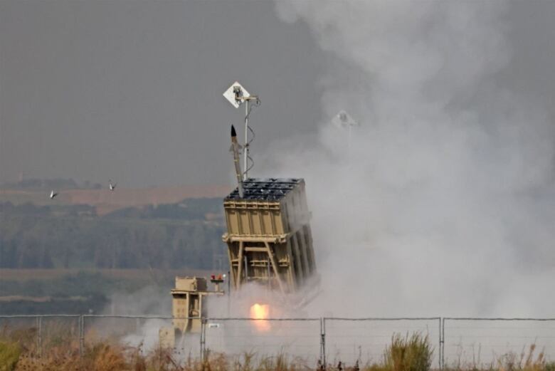 An anti-missile defence system is fired.