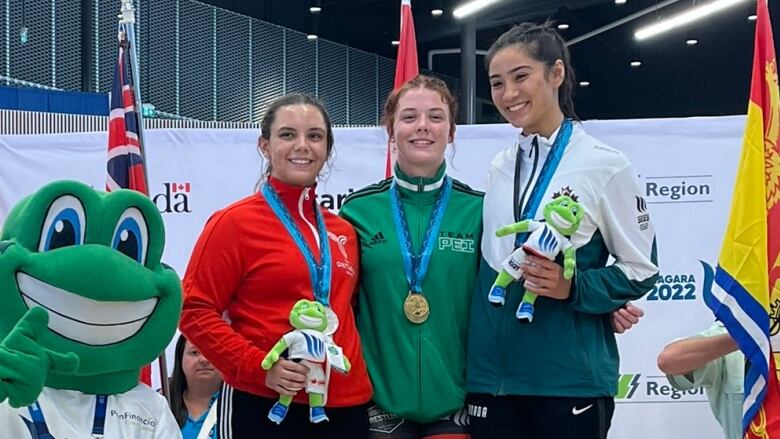 The podium for wrestling at Canada Games 2022.