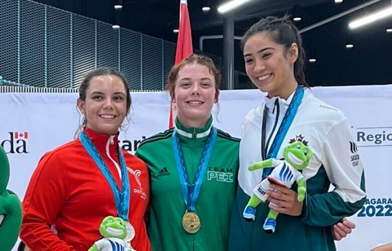 The podium for wrestling at Canada Games 2022.