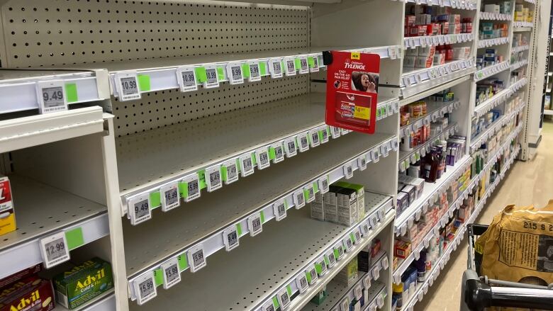 Empty shelves.