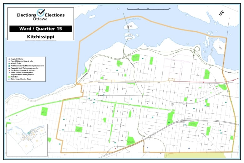 A map shows the boundaries for Ward 15 Kitchissippi.