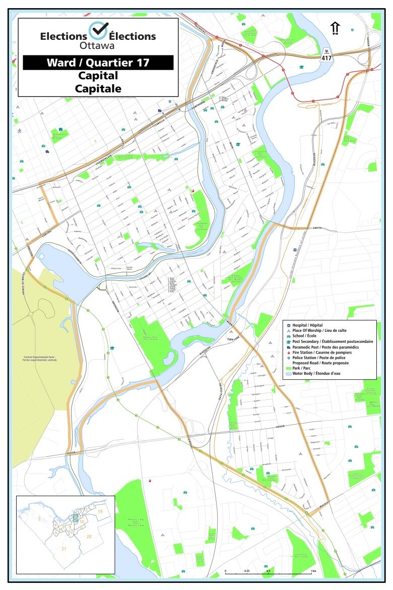 A map shows the boundaries for Ward 17 Capital. 