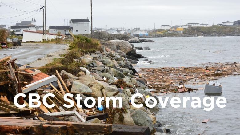 Hurricane storm damage on the coastline of Newfoundland