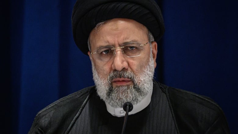 Iranian President Ebrahim Raisi speaks during a press conference in New York on September 22, 2022. (Photo by Ed JONES / AFP) (Photo by ED JONES/AFP via Getty Images)