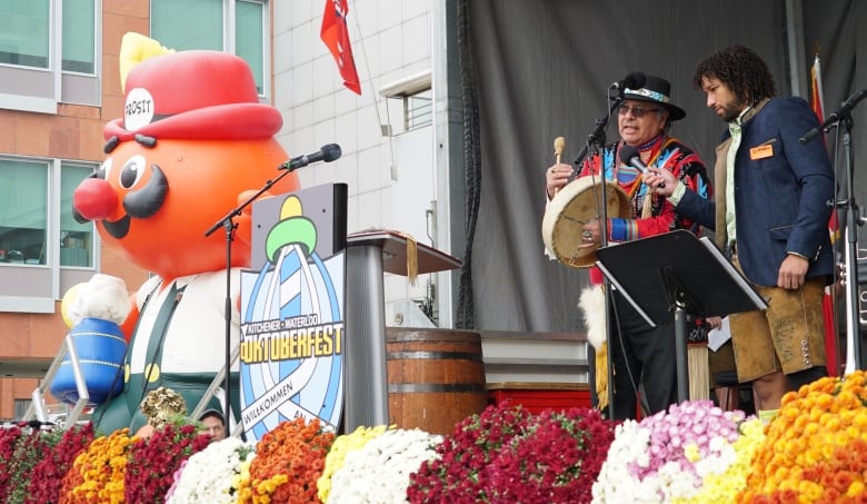 And indigenous elder doing a land acknowledgement during Oktoberfest.