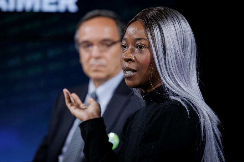 Toronto mayoral candidate Chloe Brown is pictured during the CARP mayoral debate, hosted by Zoomer radios Libby Znaimer, in Toronto on Oct. 13, 2022.  