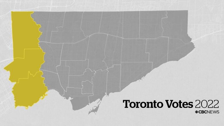 A CBC News graphic shows a map of the City of Toronto with the Etobicoke wards highlighted.