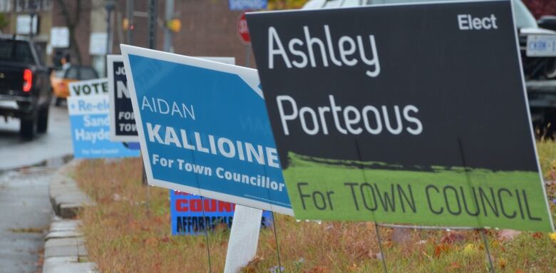 Colourful election signs line Highway 6 through the small town of Espanola. 