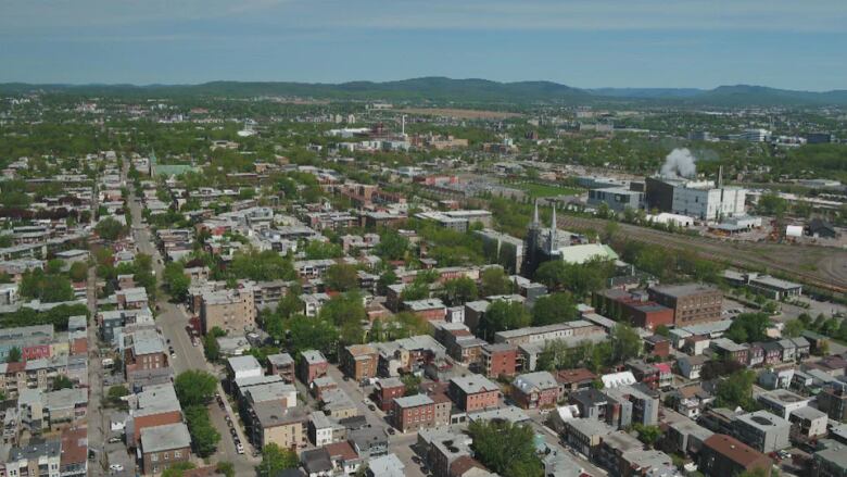 Aerial view of the Limoilou district and the north of Quebec City.