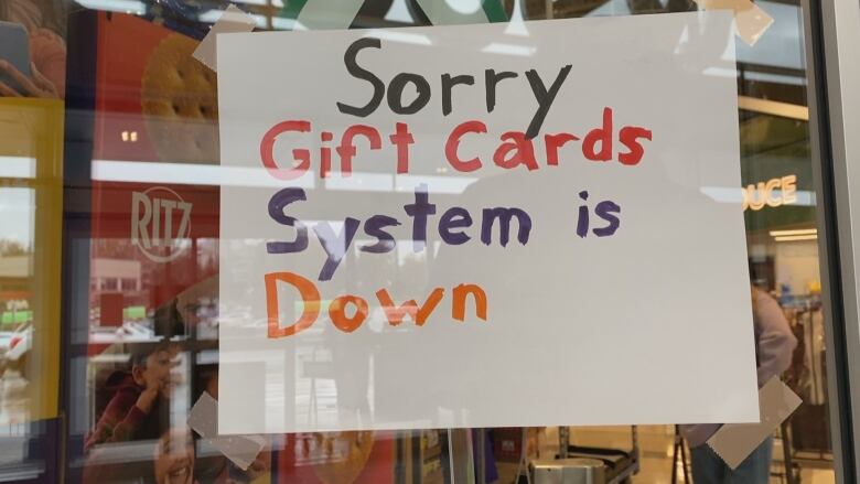 A handwritten sign at a Sobeys store in Halifax on Monday says 