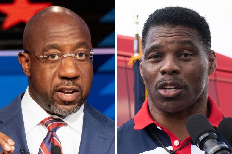 Side by side photos of two men, one wearing glasses and a tie, the other a red-collared shirt. 