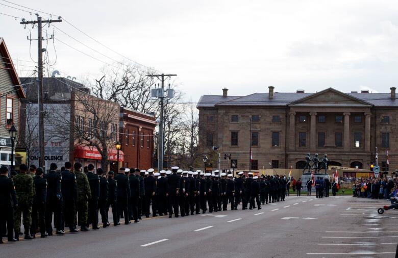 Hundreds gather on the grounds in front of P.E.I. province house, in front of the cenotaph, to pay their respects during Remembrance Day.