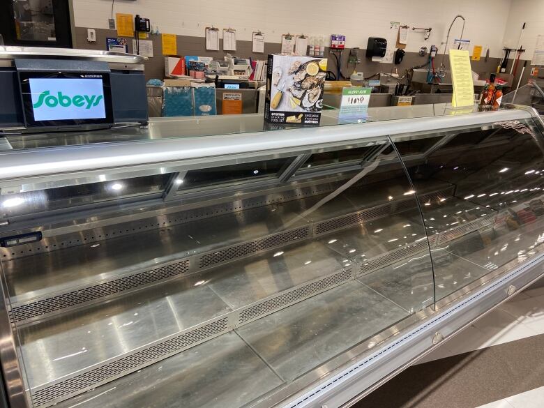 A display case at a Sobeys store sits empty.