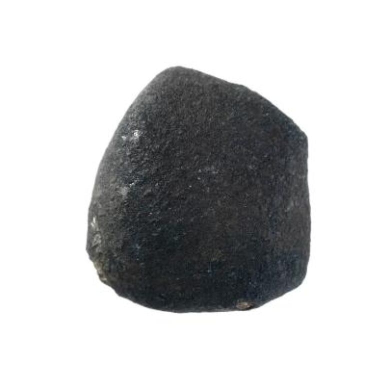 A small black rock. 