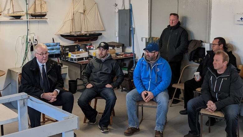 Federal Emergency Preparedness Minister Bill Blair meets with community members at REed Head Harbour, on P.E.I.'s North Shore