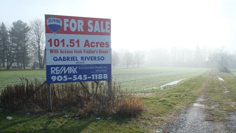 for sale sign and land