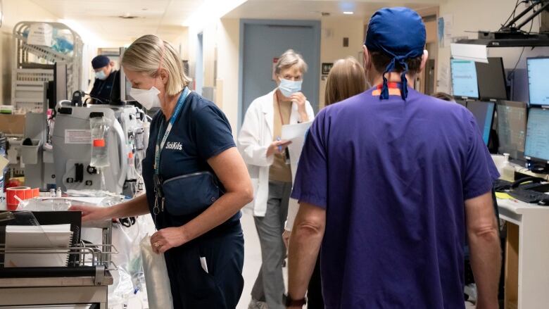 Health care workers in a hospital.