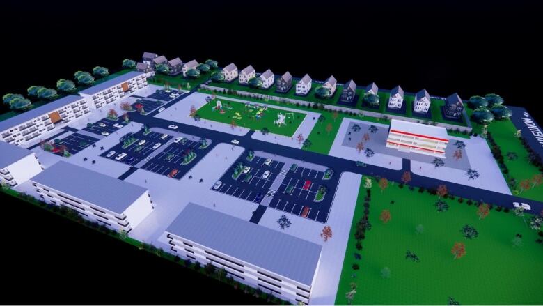 A computer rendering of a housing development.