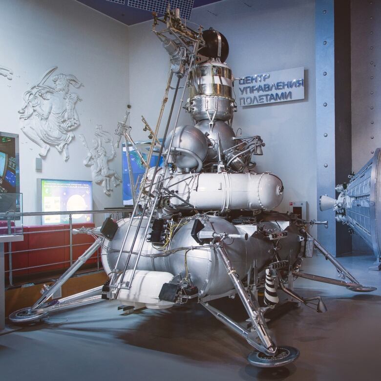 Photo shows a the lunar spacecraft Luna 24 in a museum.