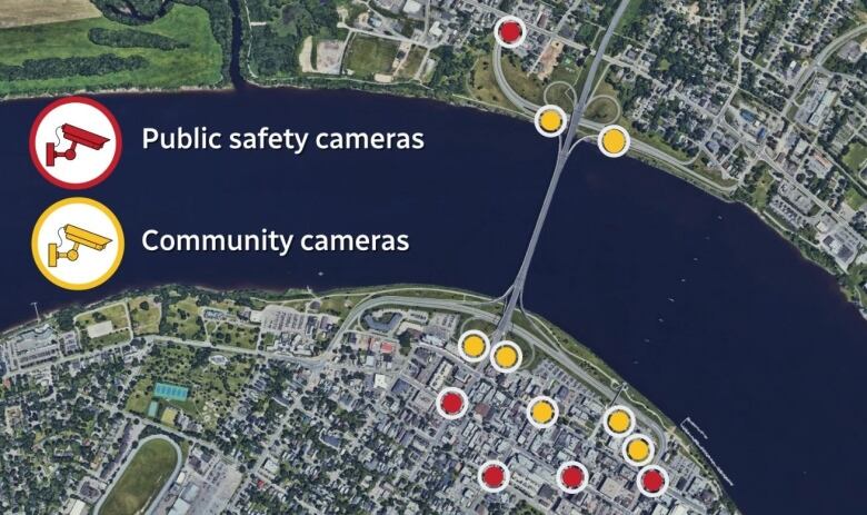 These are the current locations of the first community cameras and public safety surveillance cameras in Fredericton.