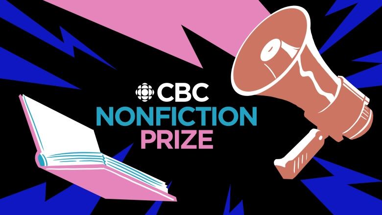 An open book and a megaphone with the words CBC Nonfiction Prize in between