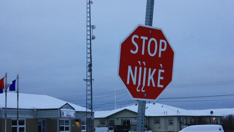 A stop sign with various languages on it.