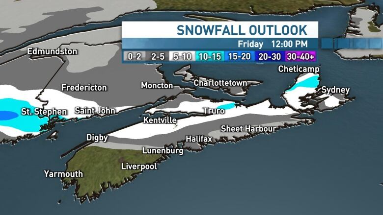 Snowfall projections through Friday morning. 