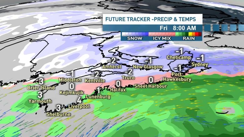 Snow and ice will linger into Friday morning for central and eastern areas.