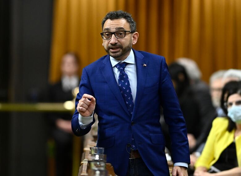 Minister of Transport Omar Alghabra rises during Question Period in the House of Commons on Parliament Hill in Ottawa on Thursday, Dec. 1, 2022.